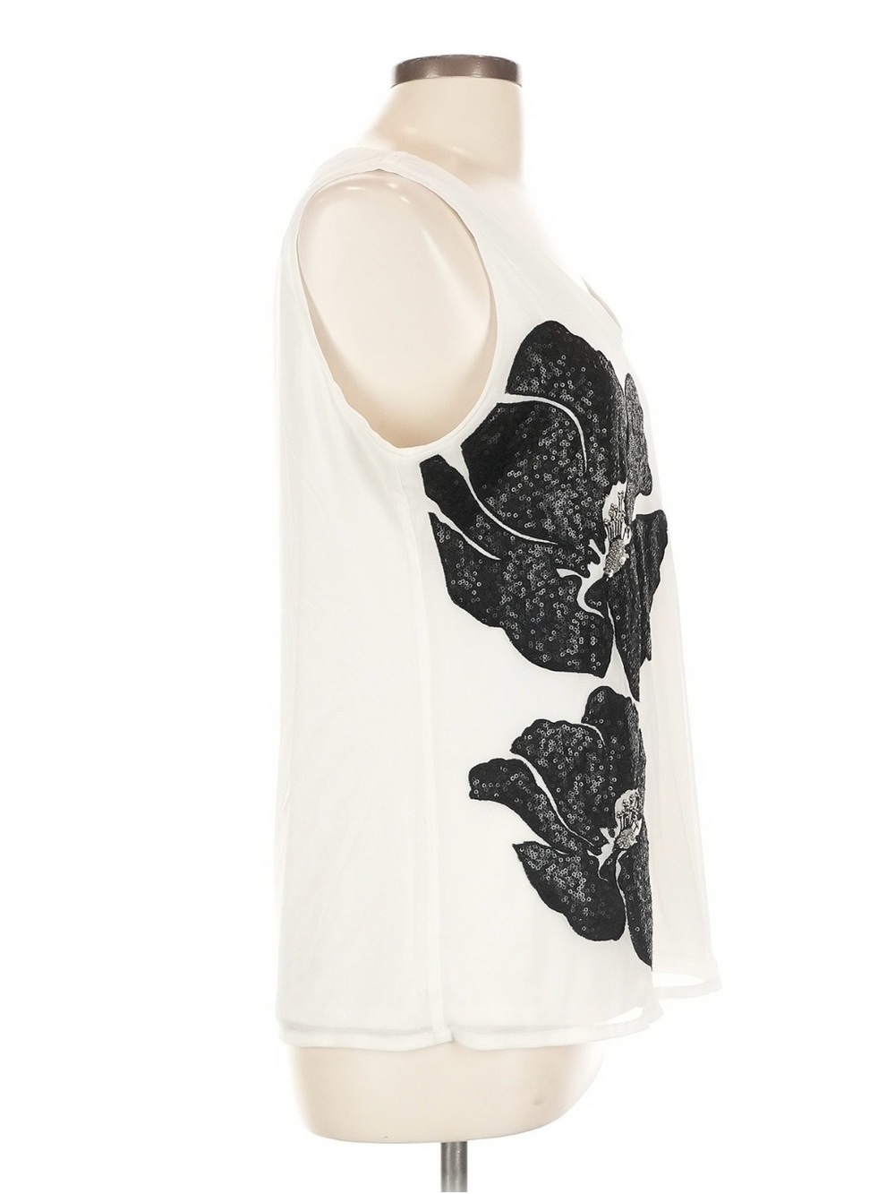 White House Black Market Black Floral Tank Top - Picture 4 of 7